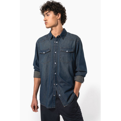 Men's long-sleeved denim shirt